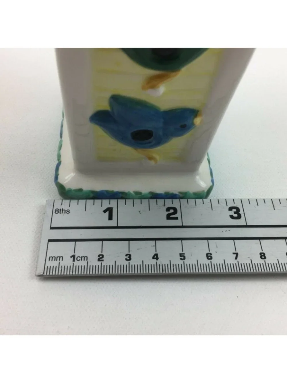 Ceramic Birdhouse Indoor Decor Sunflower Birds Flowers Hearts Ribbon Hanger